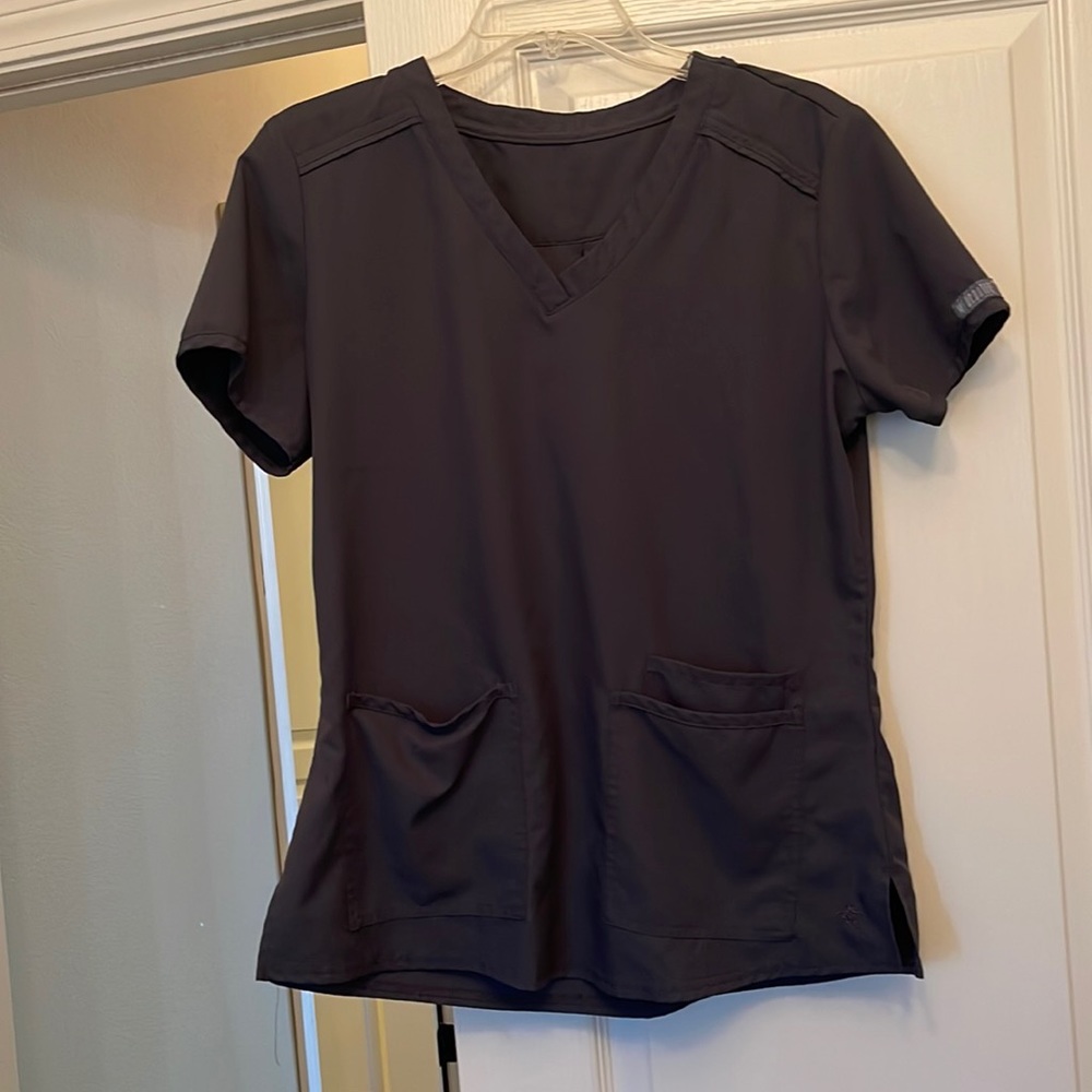 Pewter Med Couture Scrub Top